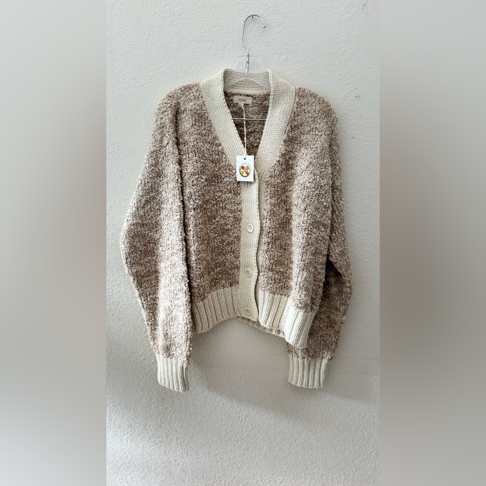 OZMA Beige and Cream Cardigan